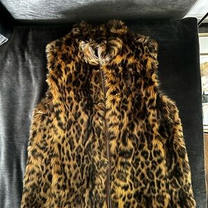 Leopard Print Faux Fur Vest